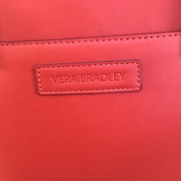 Vera Bradley dark orangish red faux leather zippered satchel. - Picture 2 of 12